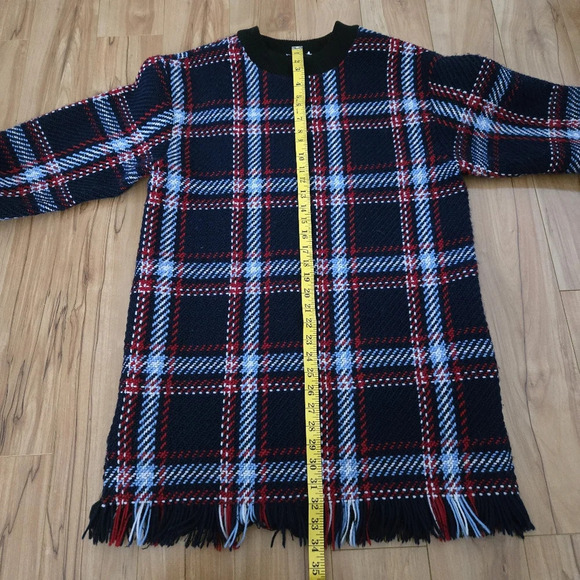 J.O.A. Plaid Knit Fringe Bottom Sweater Dress Size Medium - Picture 5 of 8